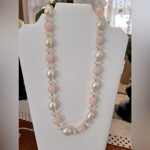 Trifari vintage faux Pearl and Pink Bead Necklace